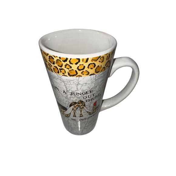 Ceramic Jungle-Themed Mug With Leopard Print & Map Design - Picture 10 of 13